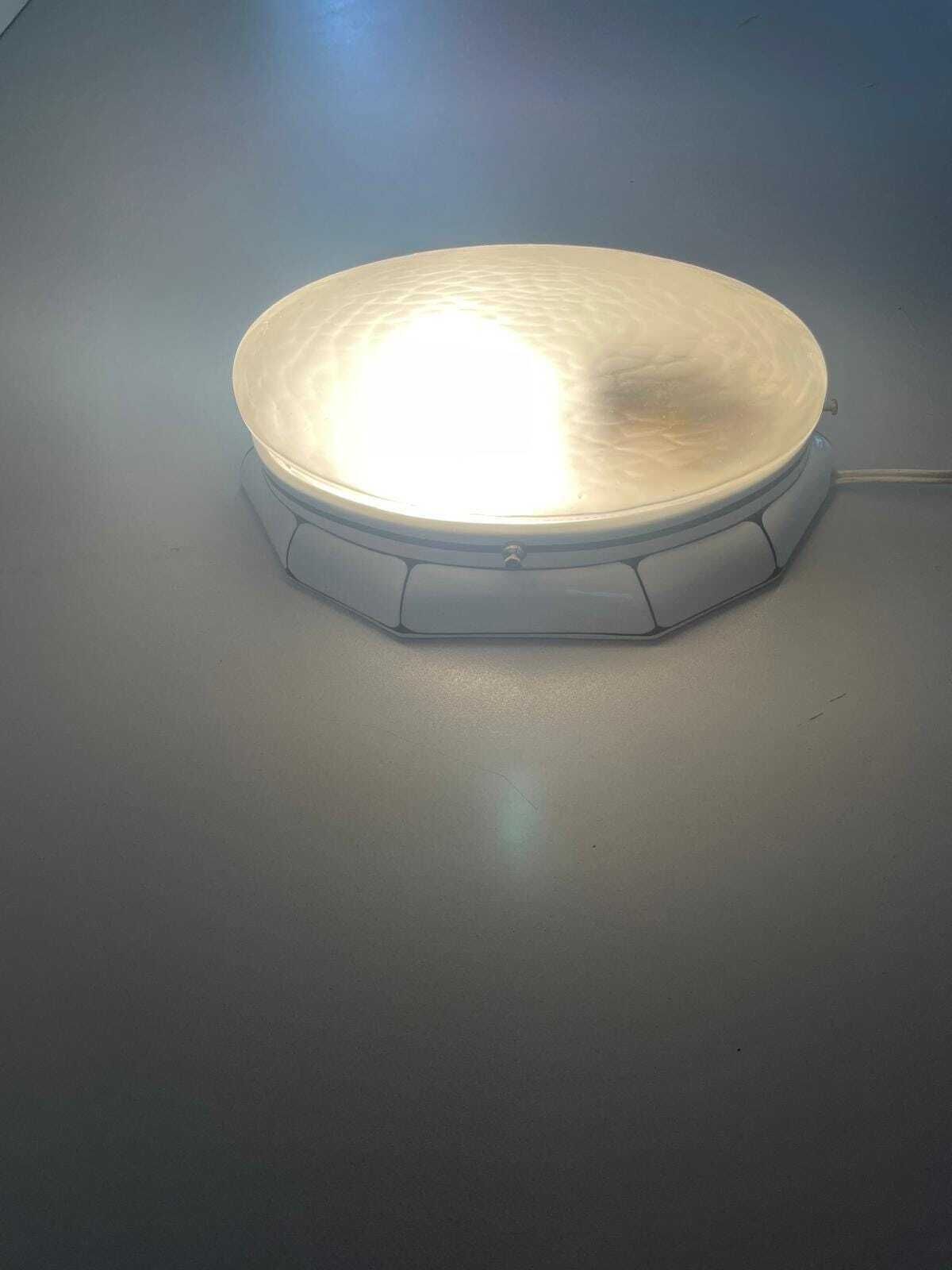 Oval Frosted Glass And Black White Porcelain Single Wall Or Ceiling Light By Ges. Gesch, 1930s, Germany photo for sale