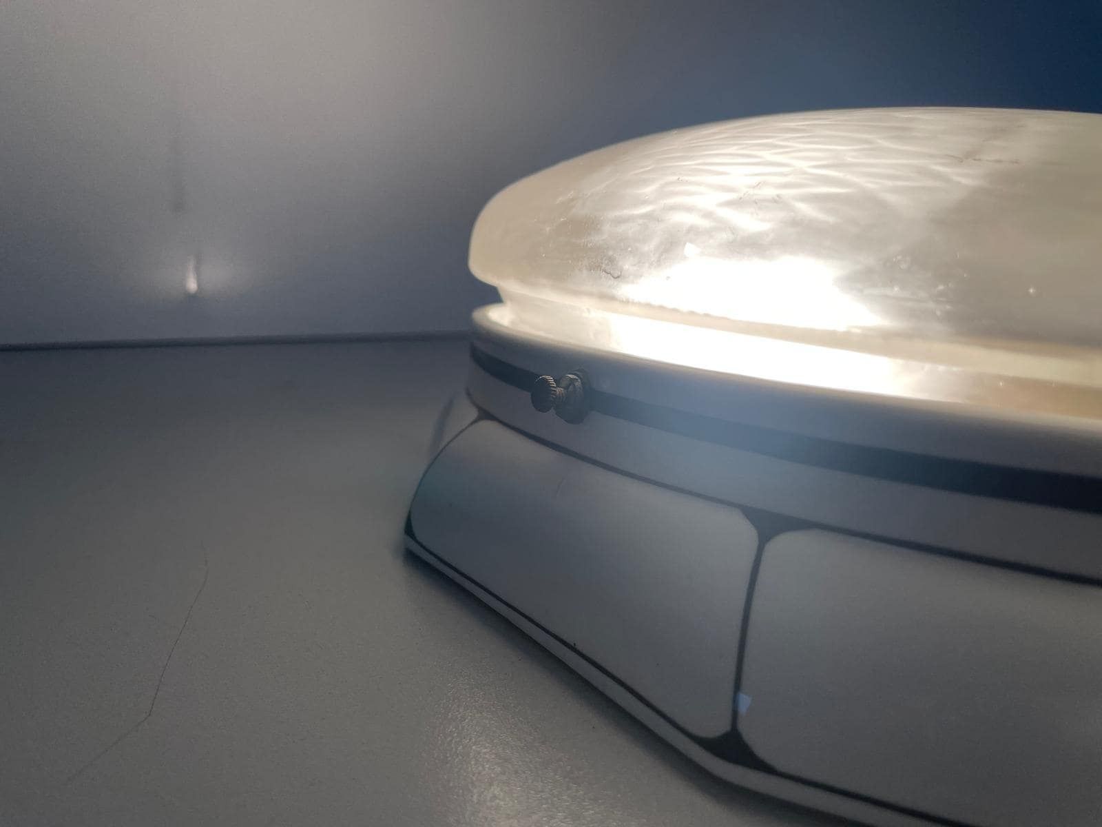 Oval Frosted Glass And Black White Porcelain Single Wall Or Ceiling Light By Ges. Gesch, 1930s, Germany photo vintage