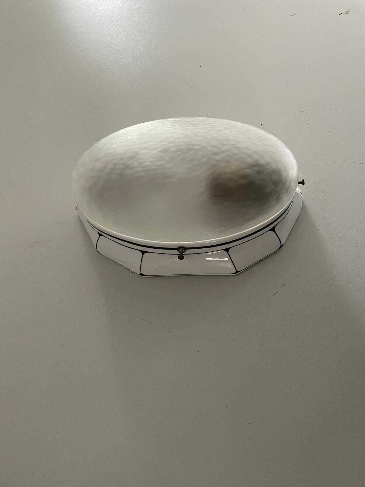 photo vinterior Oval Frosted Glass And Black White Porcelain Single Wall Or Ceiling Light By Ges. Gesch, 1930s, Germany