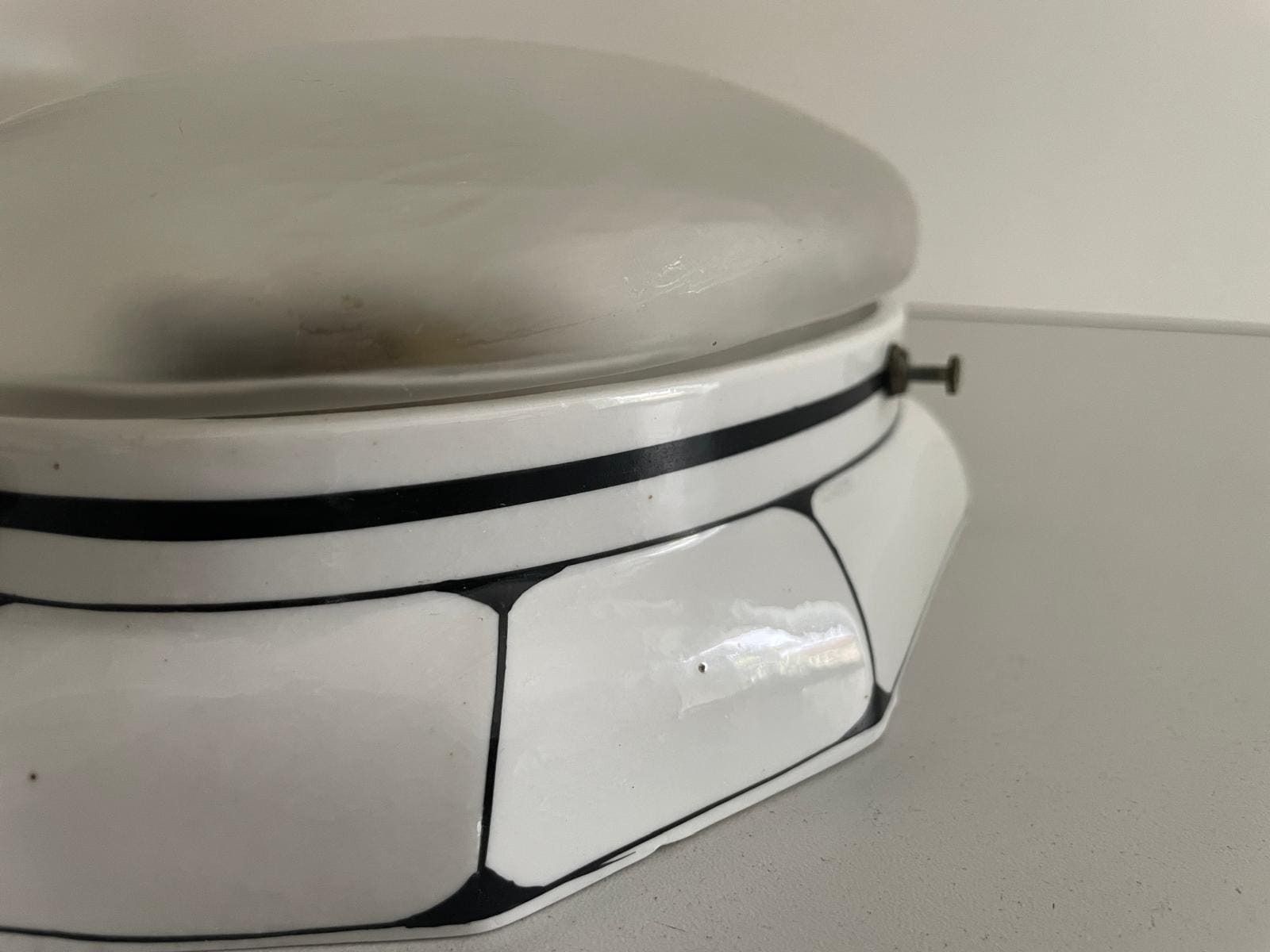photo vintage Oval Frosted Glass And Black White Porcelain Single Wall Or Ceiling Light By Ges. Gesch, 1930s, Germany