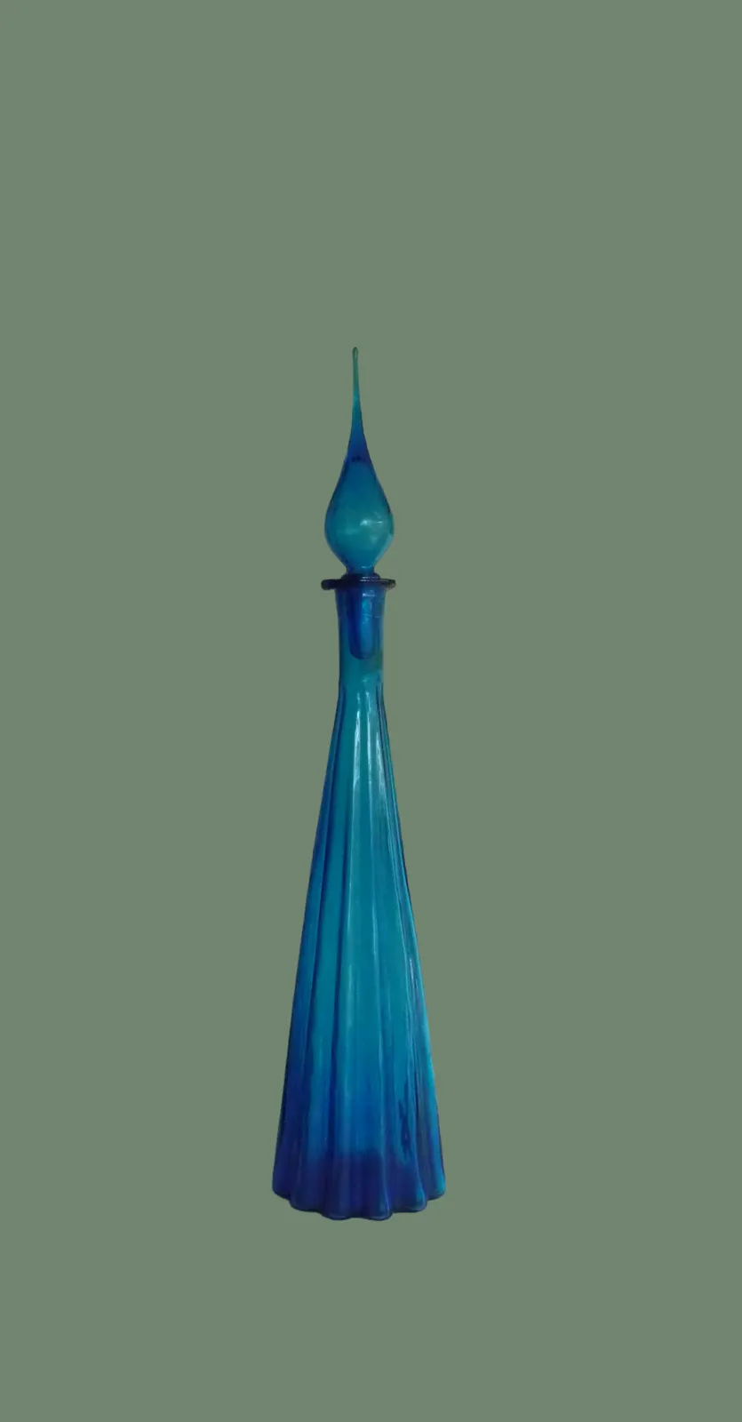 Large Vintage Hand Blown Glass Decanters Blue Glass Decanter photo for sale