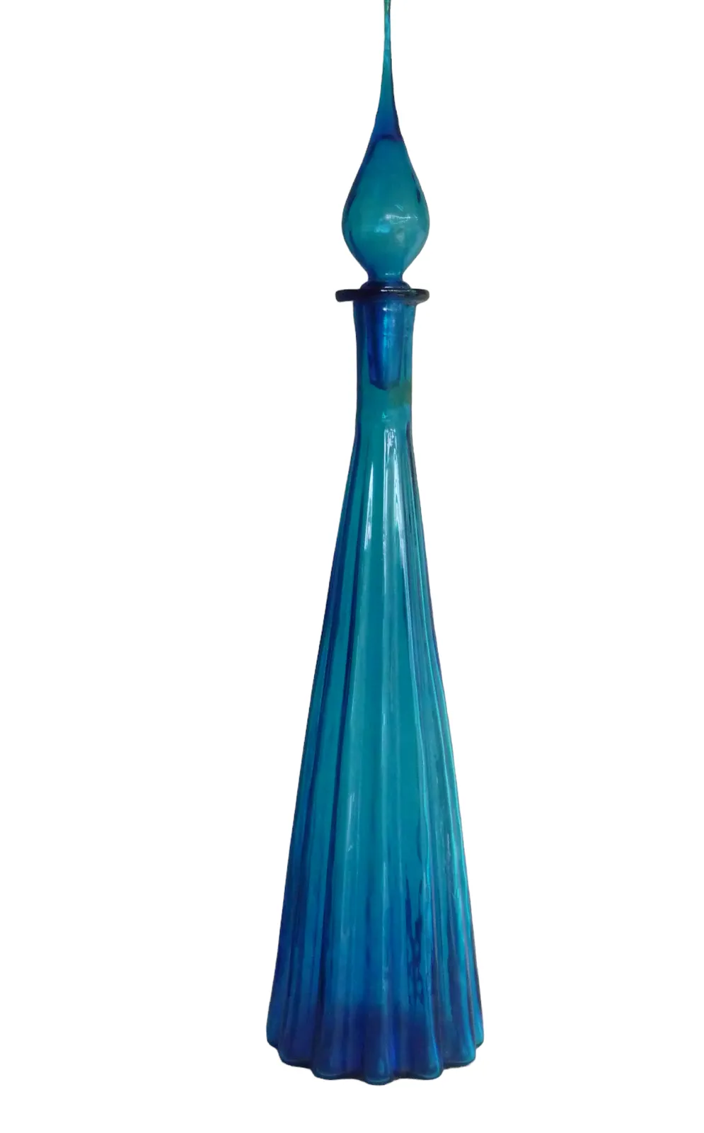 Large Vintage Hand Blown Glass Decanters Blue Glass Decanter