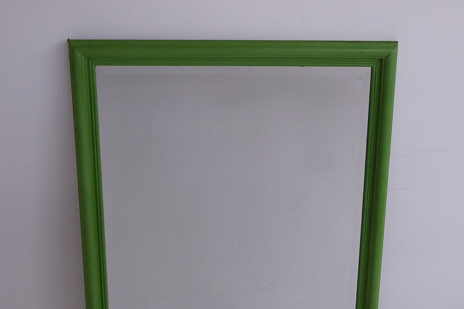 Antique Wall Mount Beveled Mirror With Painted Oak Frame photo buy