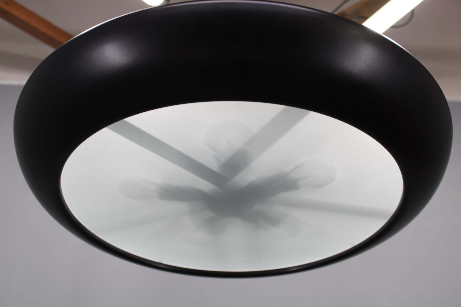 1940s Josef Hůrka For Napako Bauhaus Ufo Pendant Light, Metal & Glass, Restored photo Lighting
