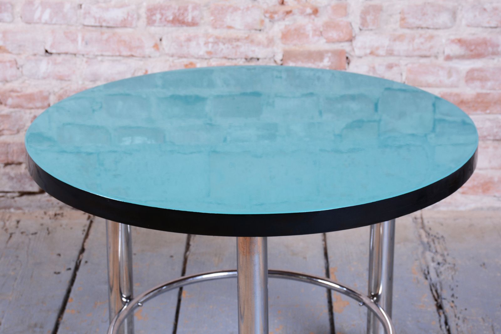Restored Bauhaus Round Coffee Table, Chrome Plated Steel, Czech, 1930s photo 750.0