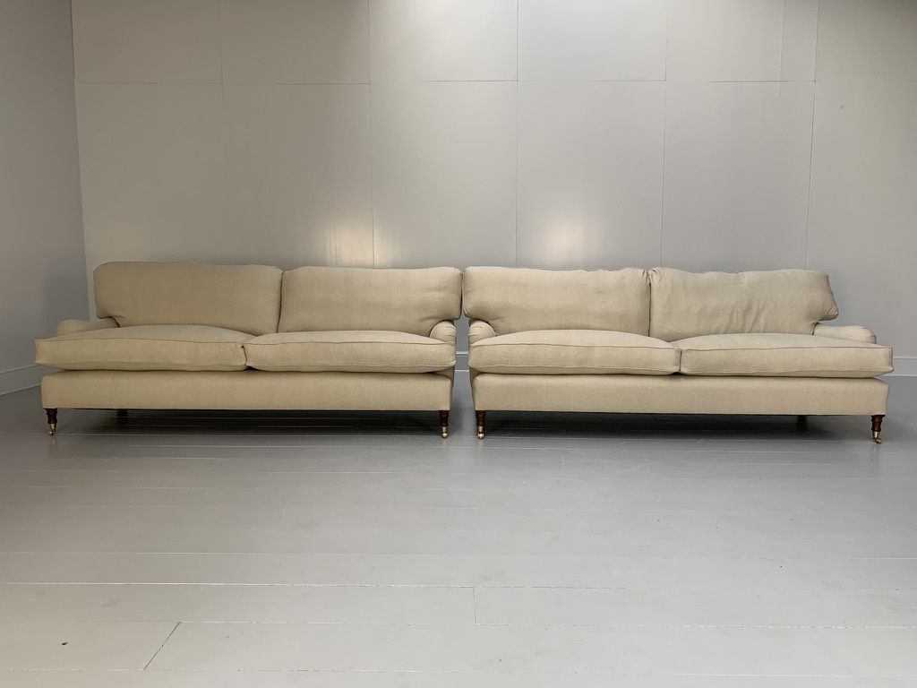 Pair Of New Lord Browns “Standard Arm” Large 3 Seat Sofas – In Ian Mankin Herrin photo furniture