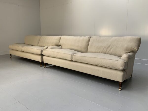 Pair Of New Lord Browns “Standard Arm” Large 3 Seat Sofas – In Ian Mankin Herrin photo Furniture