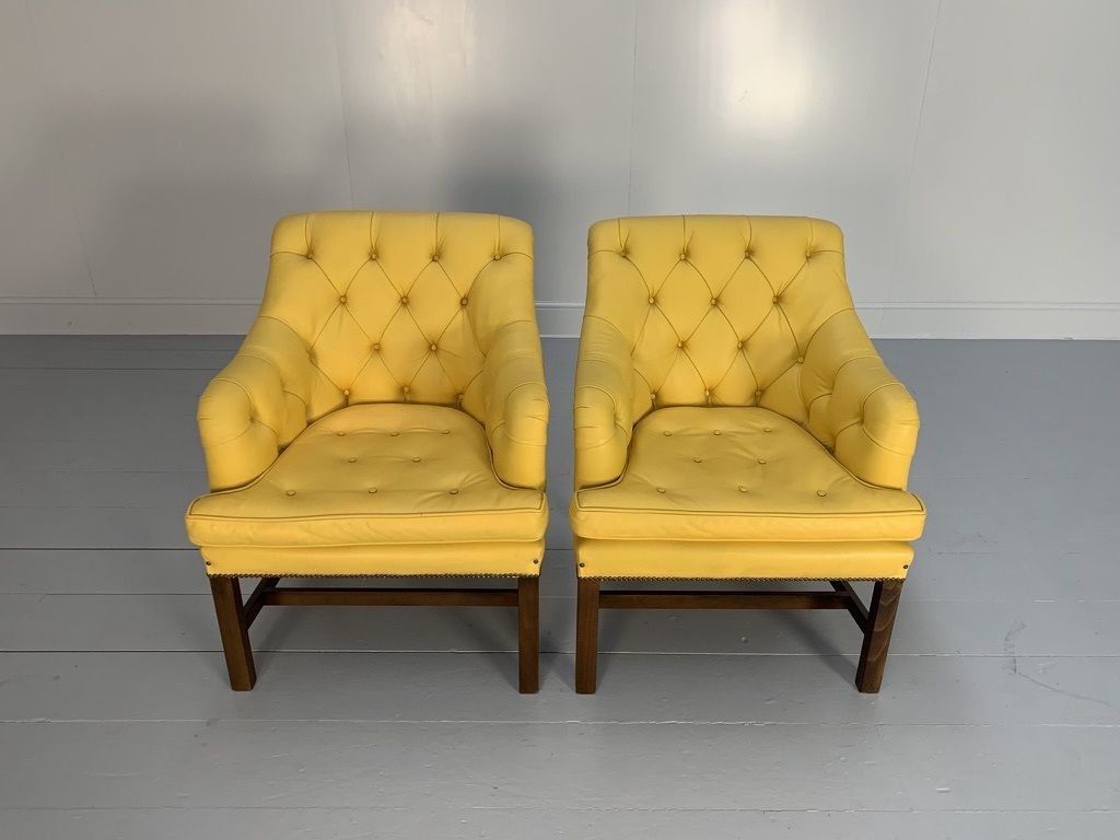 Pair Of George Smith “Georgian” Armchairs – In Yellow Leather photo furniture
