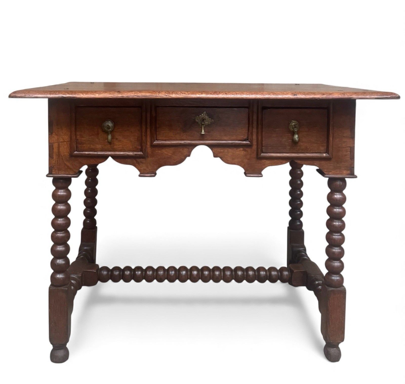 Antique Oak Low Boy Chest Of Drawers Georgian C1780 Rare Bobbin Turned