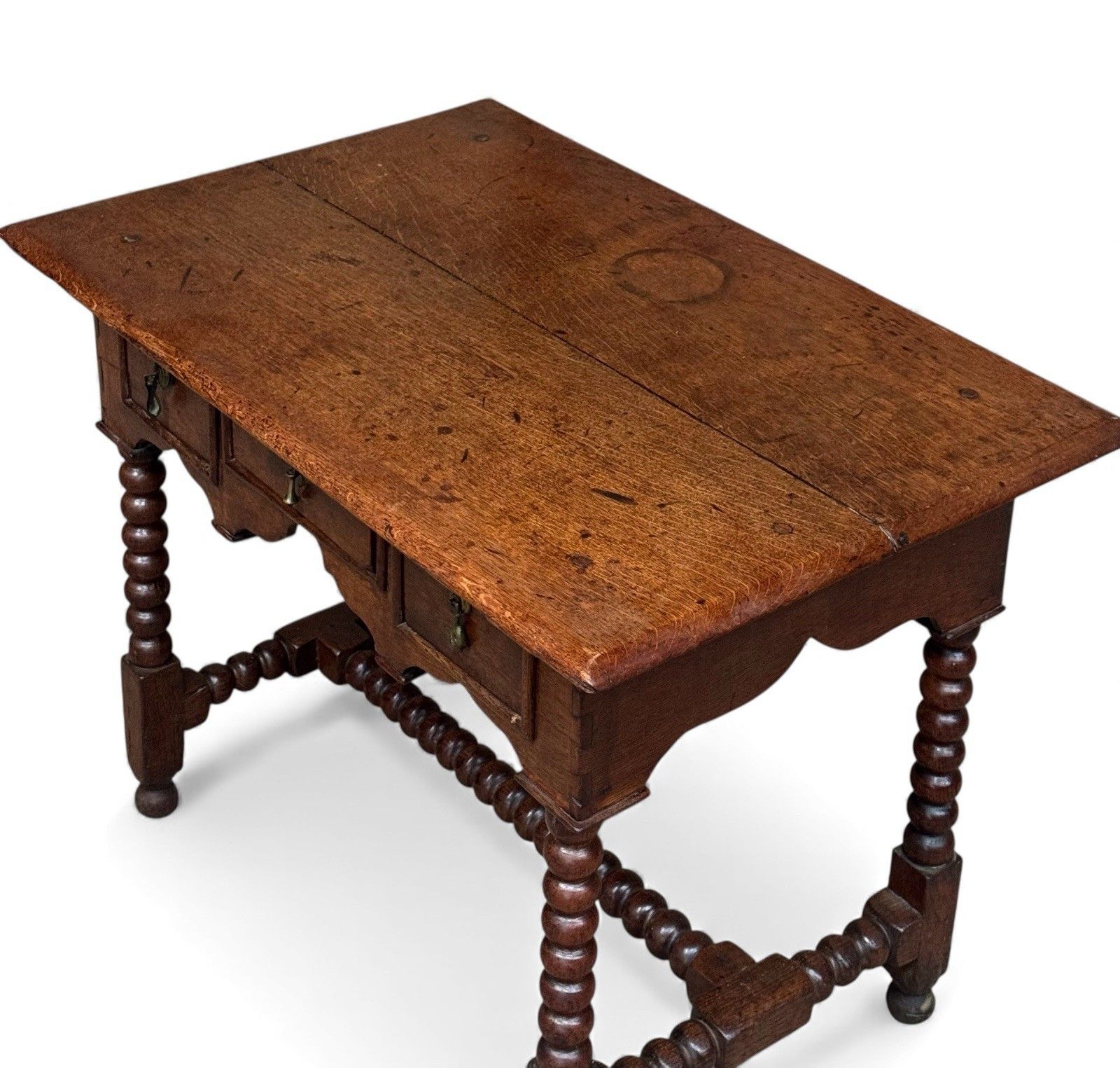 photo vintage Antique Oak Low Boy Chest Of Drawers Georgian C1780 Rare Bobbin Turned