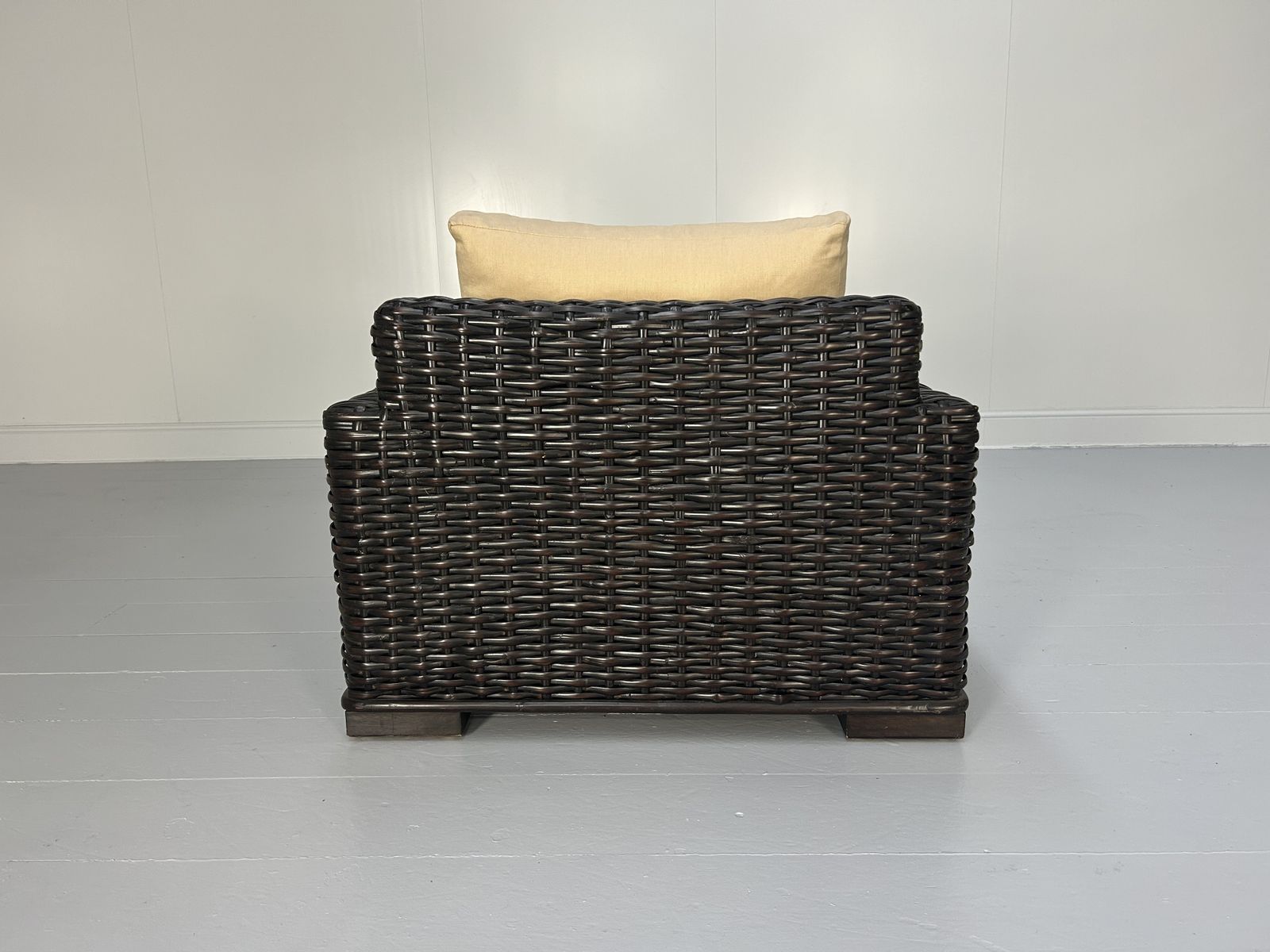 Ralph Lauren "Polo" Wicker Oversized Armchair With Linen Cushions photo for sale