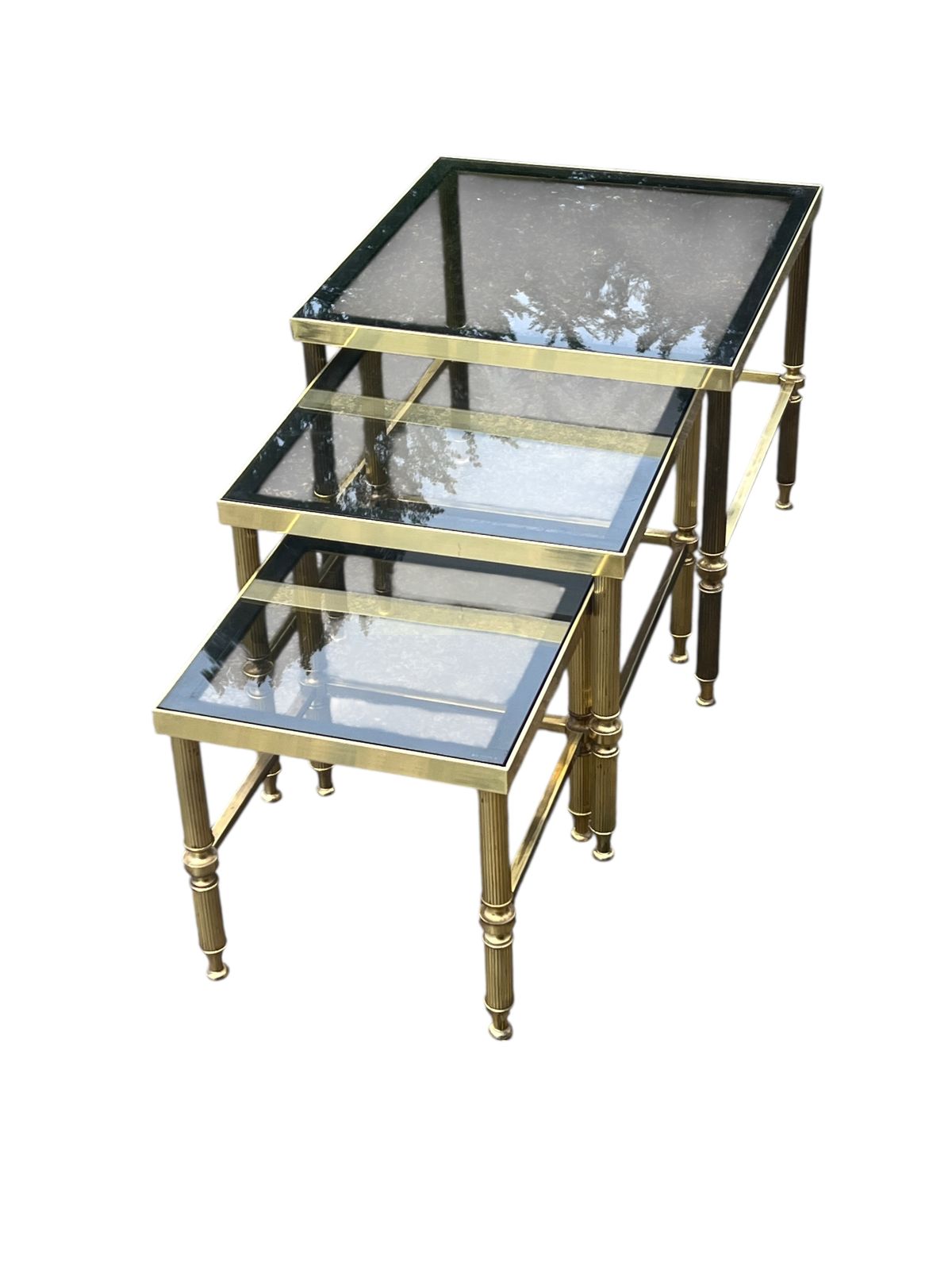 Vintage 20th Century Brass Nest Of Tables photo for sale