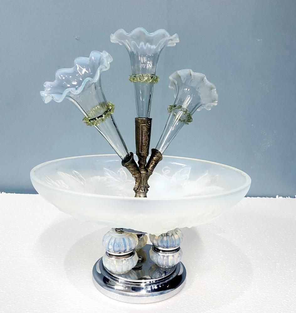 photo furniture Art Deco Centrepiece Vase Julien Glass France Epergne 1930