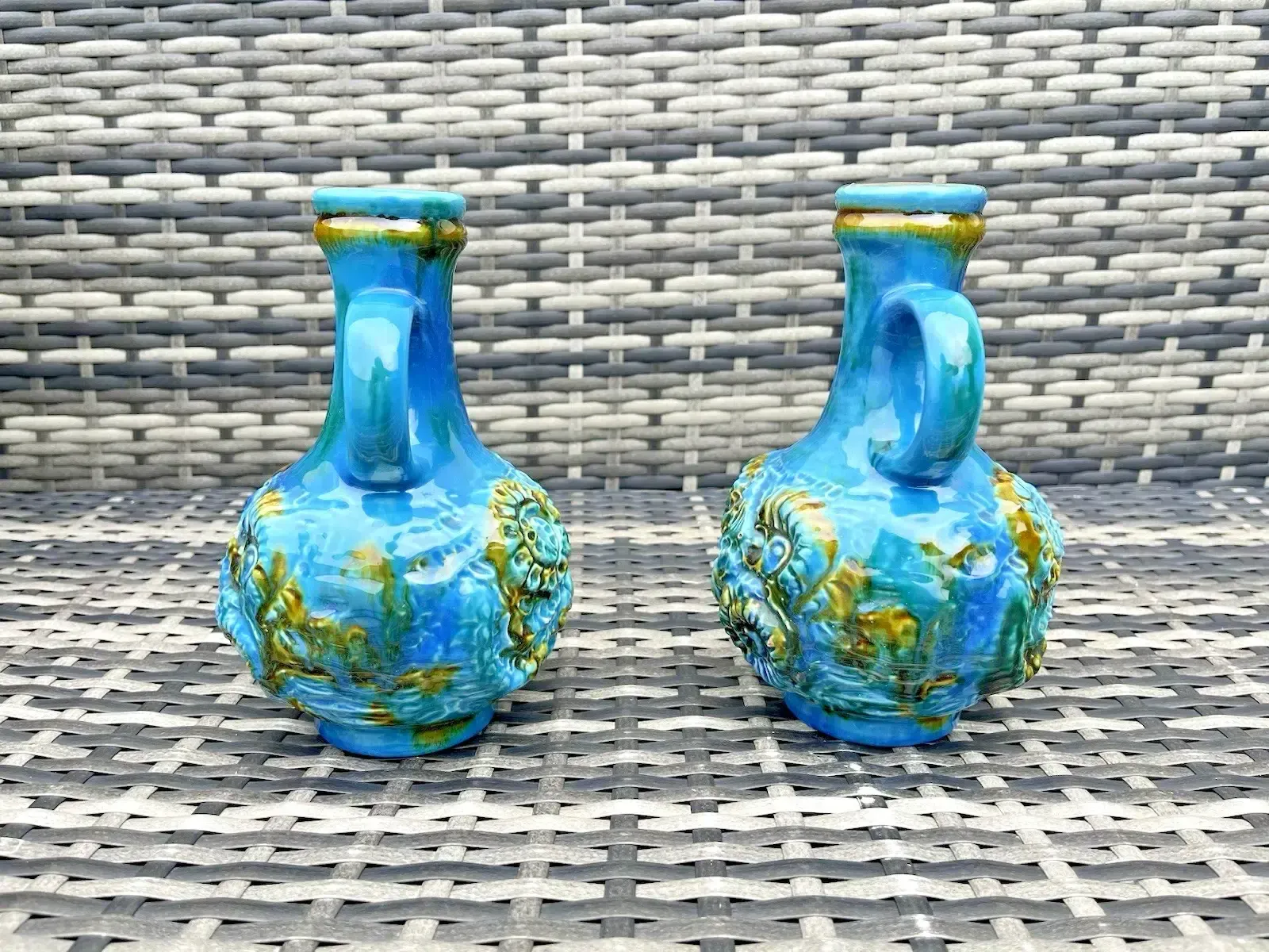 Pair Of Mid Century 60's Carstens Keramik West German Pottery Ammonite Jug Vases photo Home Decor