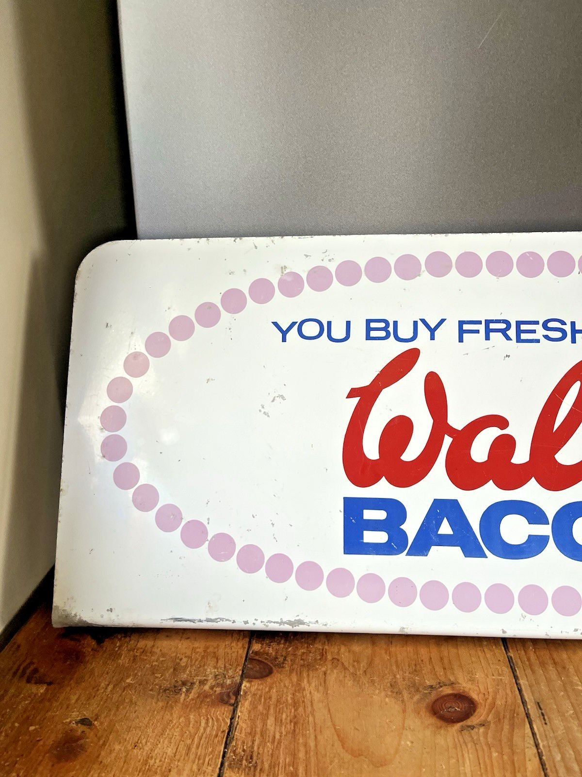photo buy Rare Vintage Walls Bacon Not Ice Cream Metal Wall Flange Shop Butchers Sign 80's