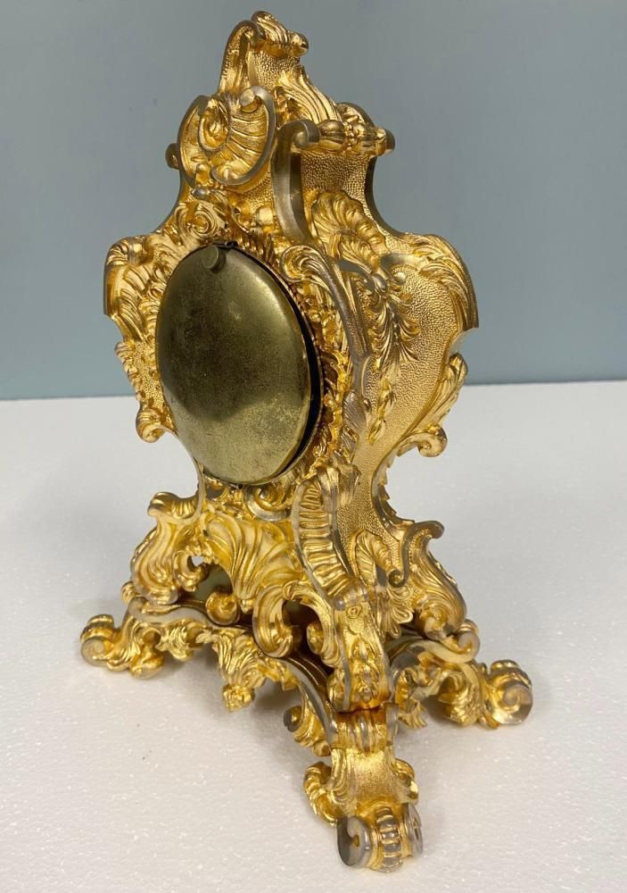 Gilt Rococo Mantel Clock Dupont De Paris French 1850 photo vintage