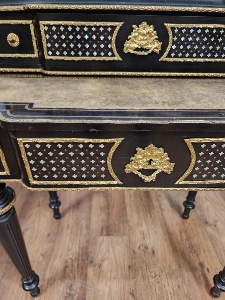 French Napoleon III Ebonised And Gilt Bronze Writing Desk Bonheur Du Jour 1880 photo Furniture