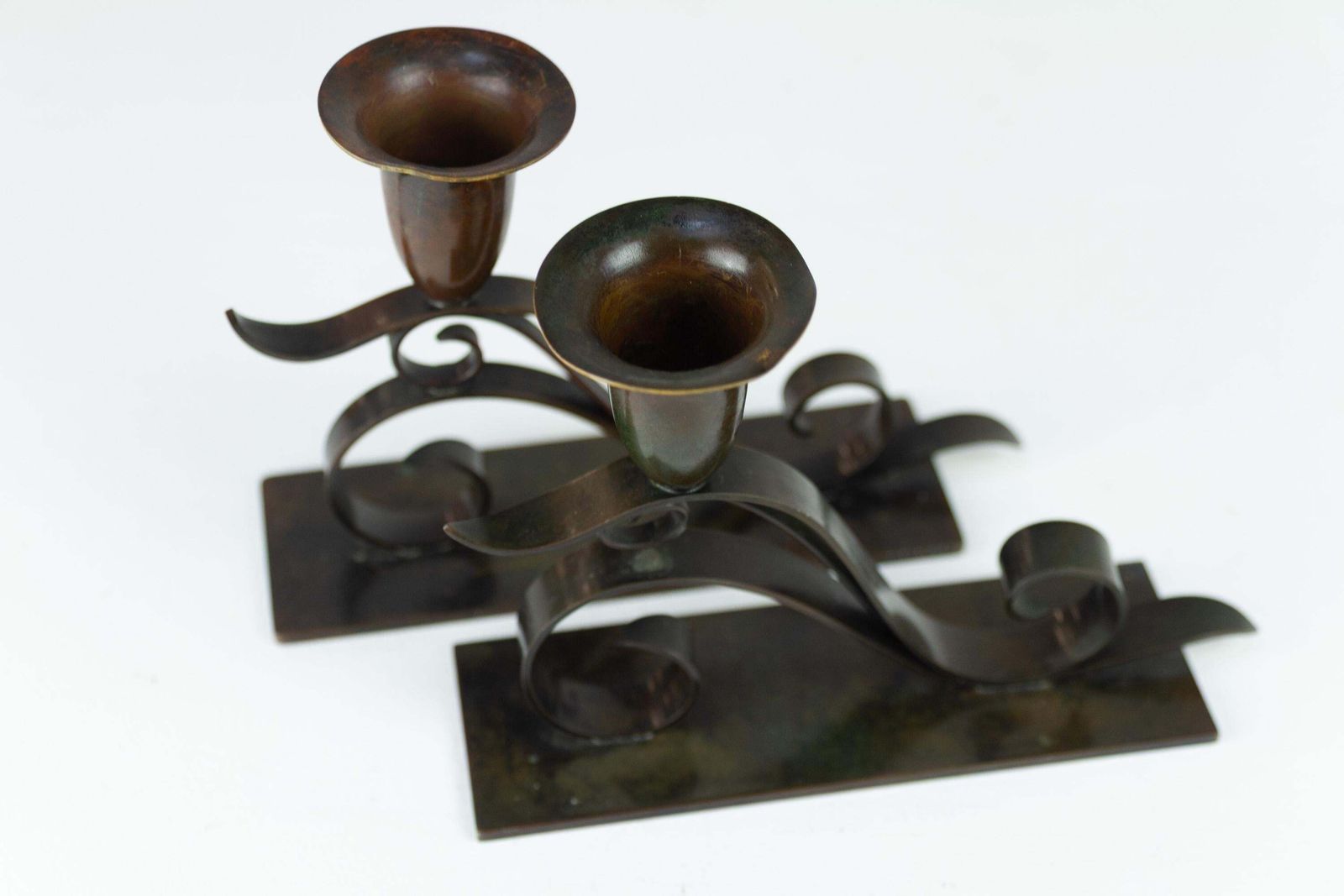 Danish Art Nouveau Candle Holders By H.F. Bronze, 1920s. Set Of 2. photo for sale