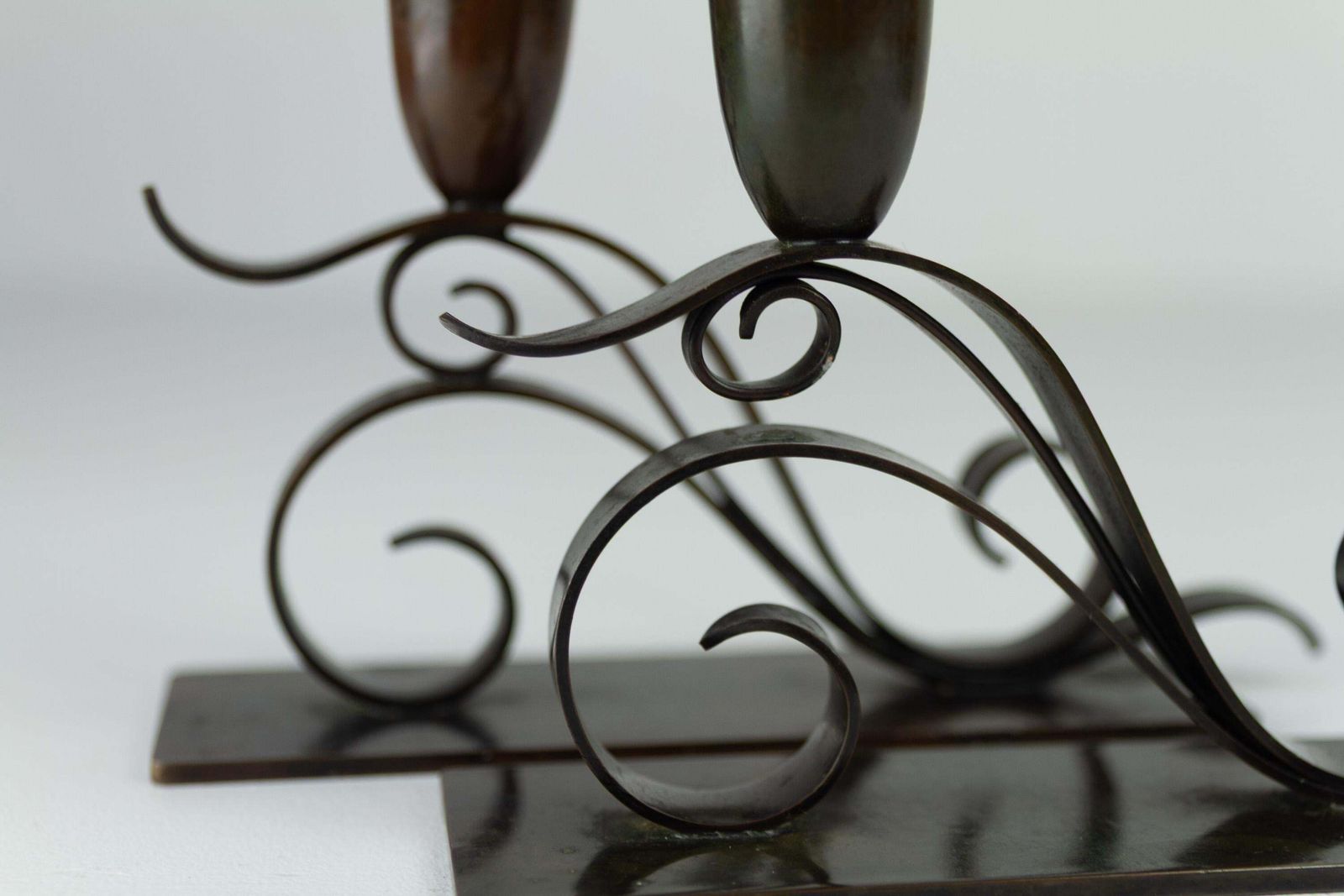 Danish Art Nouveau Candle Holders By H.F. Bronze, 1920s. Set Of 2. photo Home Decor