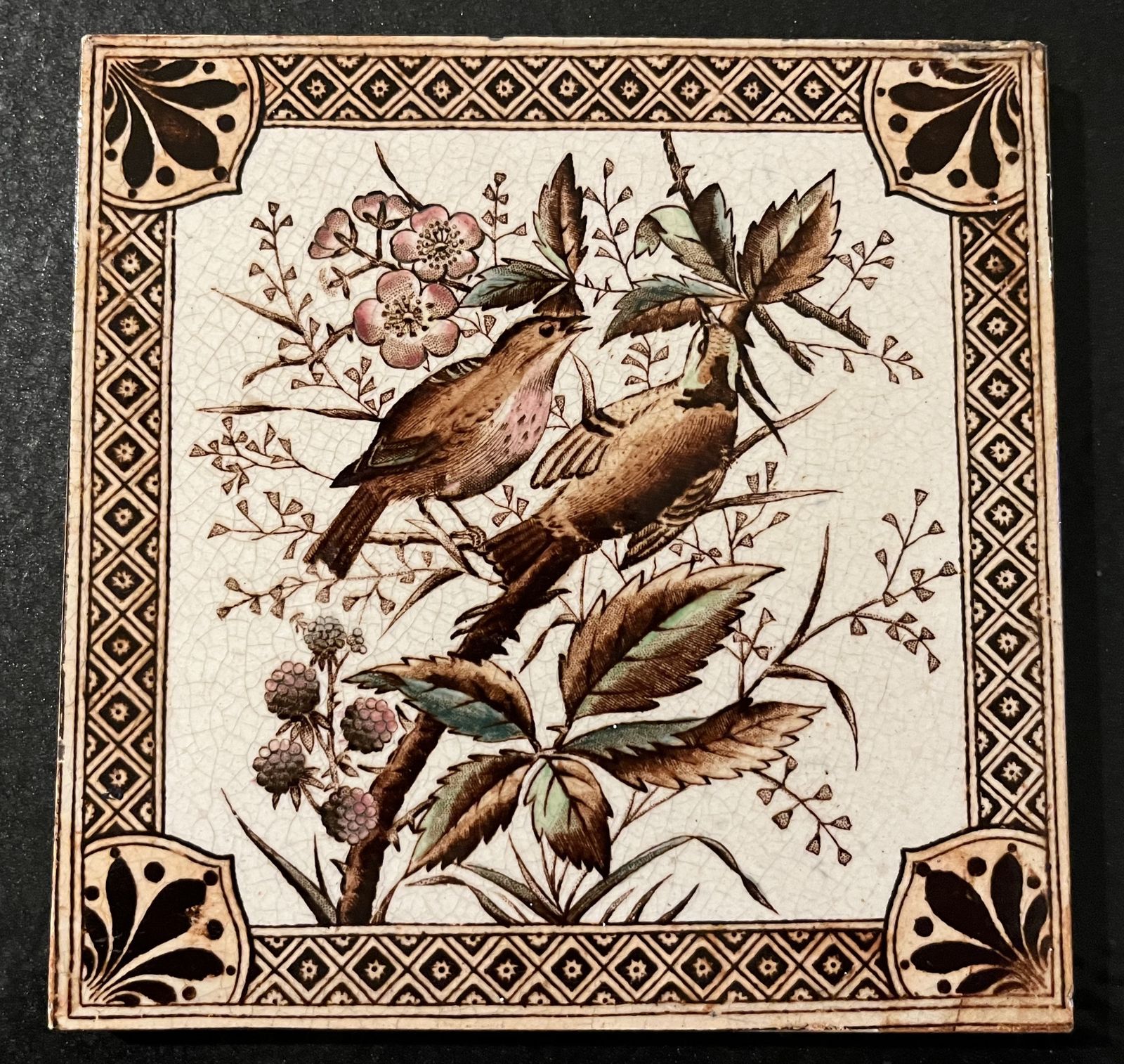Antique Bird Pattern Tiles, Set Of 12 photo Home Fixtures