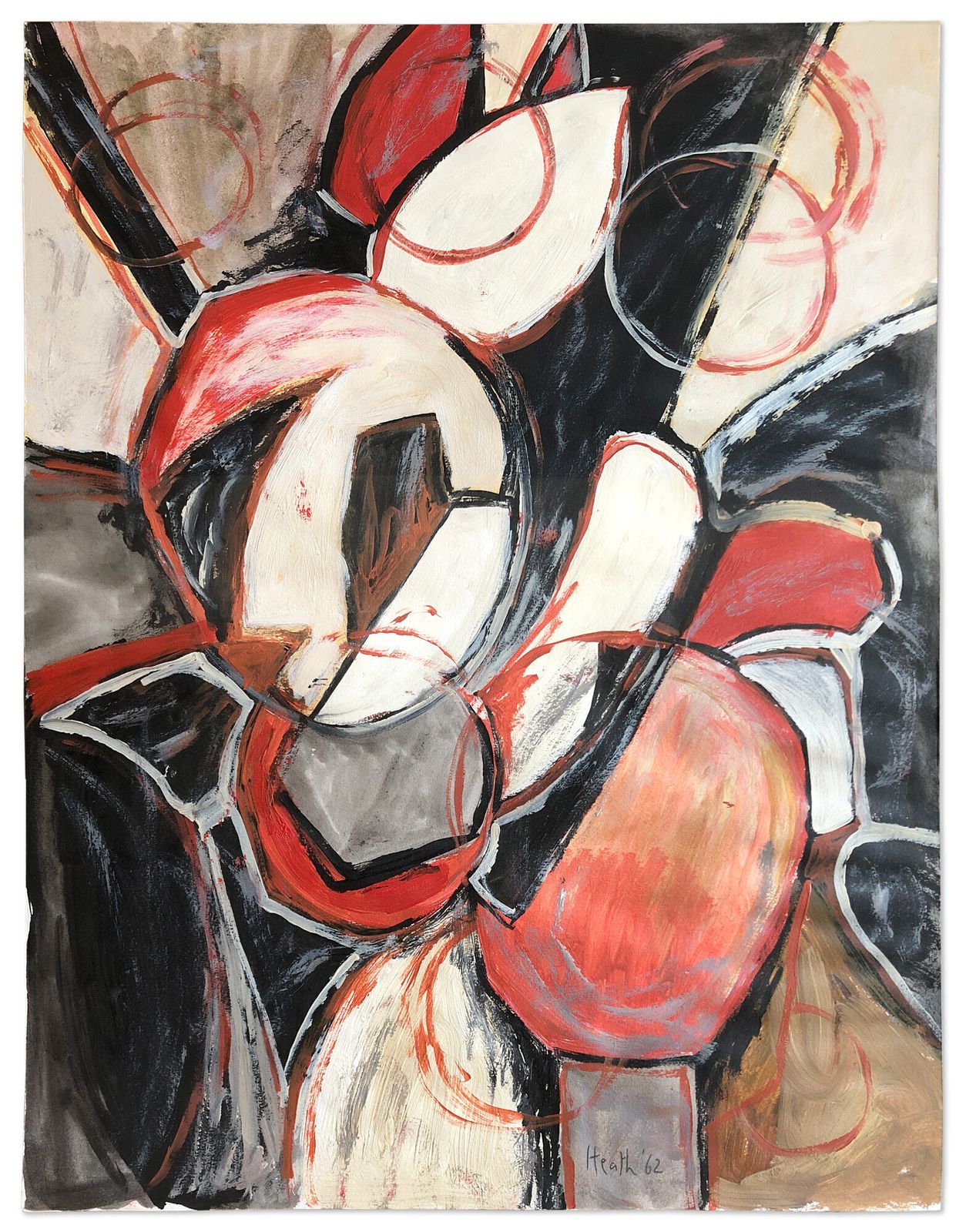 Dynamic 1960s Painting On Paper, Attr. Adrian Heath photo furniture