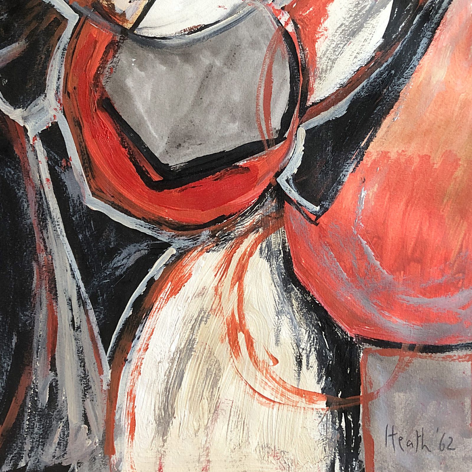 Dynamic 1960s Painting On Paper, Attr. Adrian Heath photo for sale