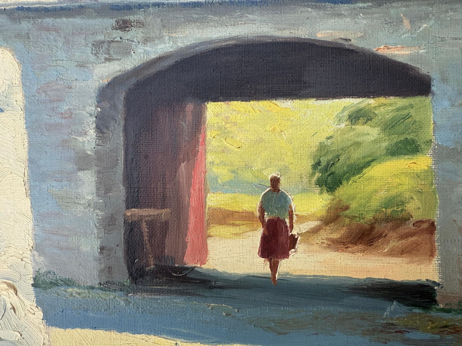 Pedro Roldán Molina Mediterranean Farmhouse With Well Oil On Canvas Painting Spain C.1980 photo Art