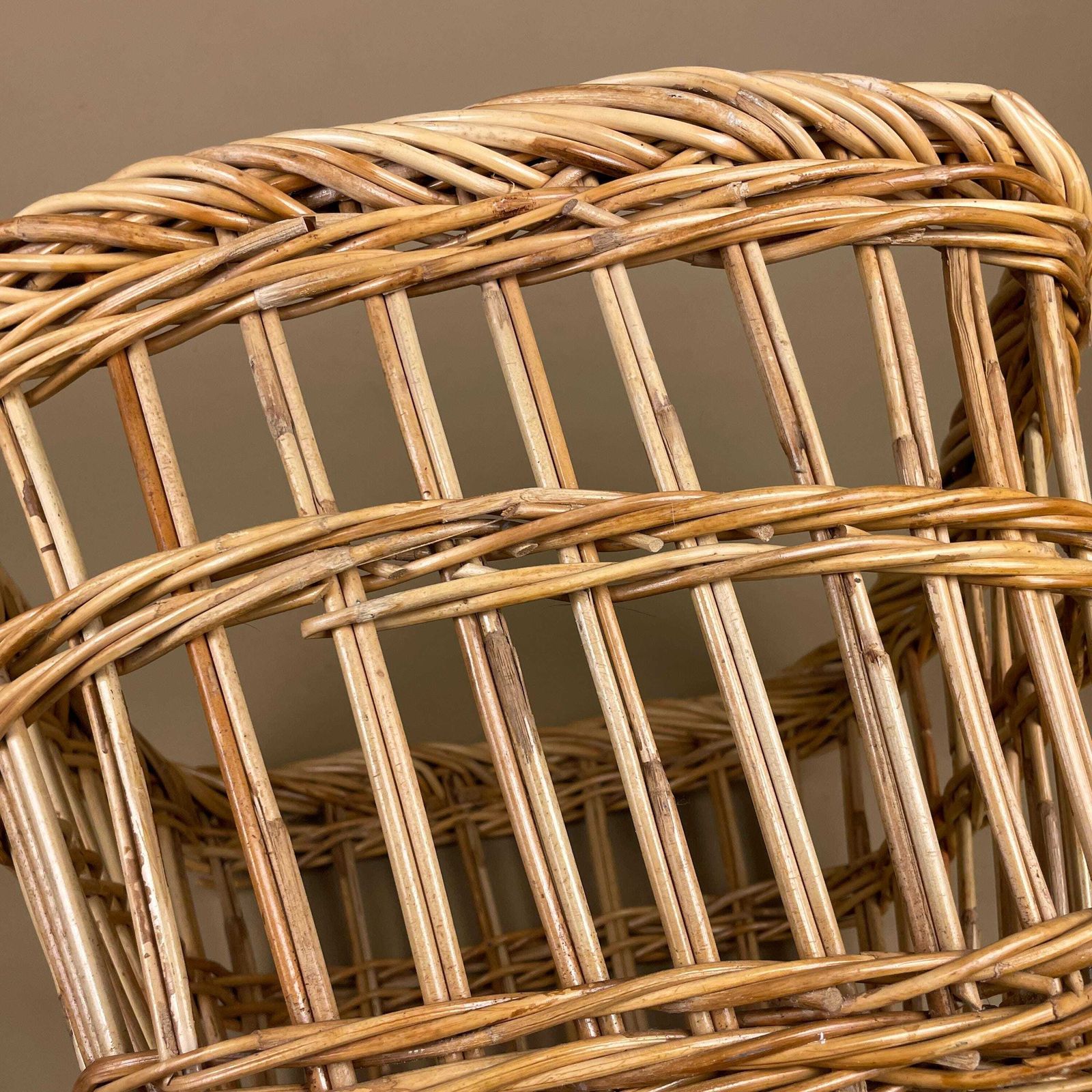photo furniture Vintage Basket Woven Wicker Vintage Log Storage Cottage Farmhouse Decor Brown Open Weave Square Handmade Fireside Fire