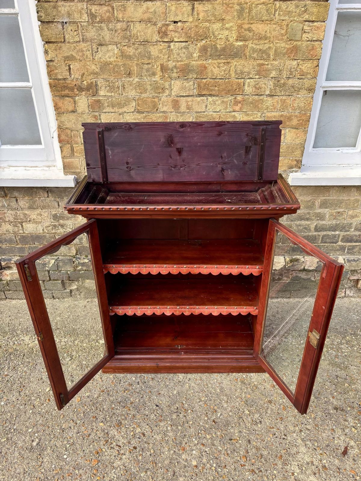 photo for sale Victorian Stained Pine Glazed Dwarf Bookcase
