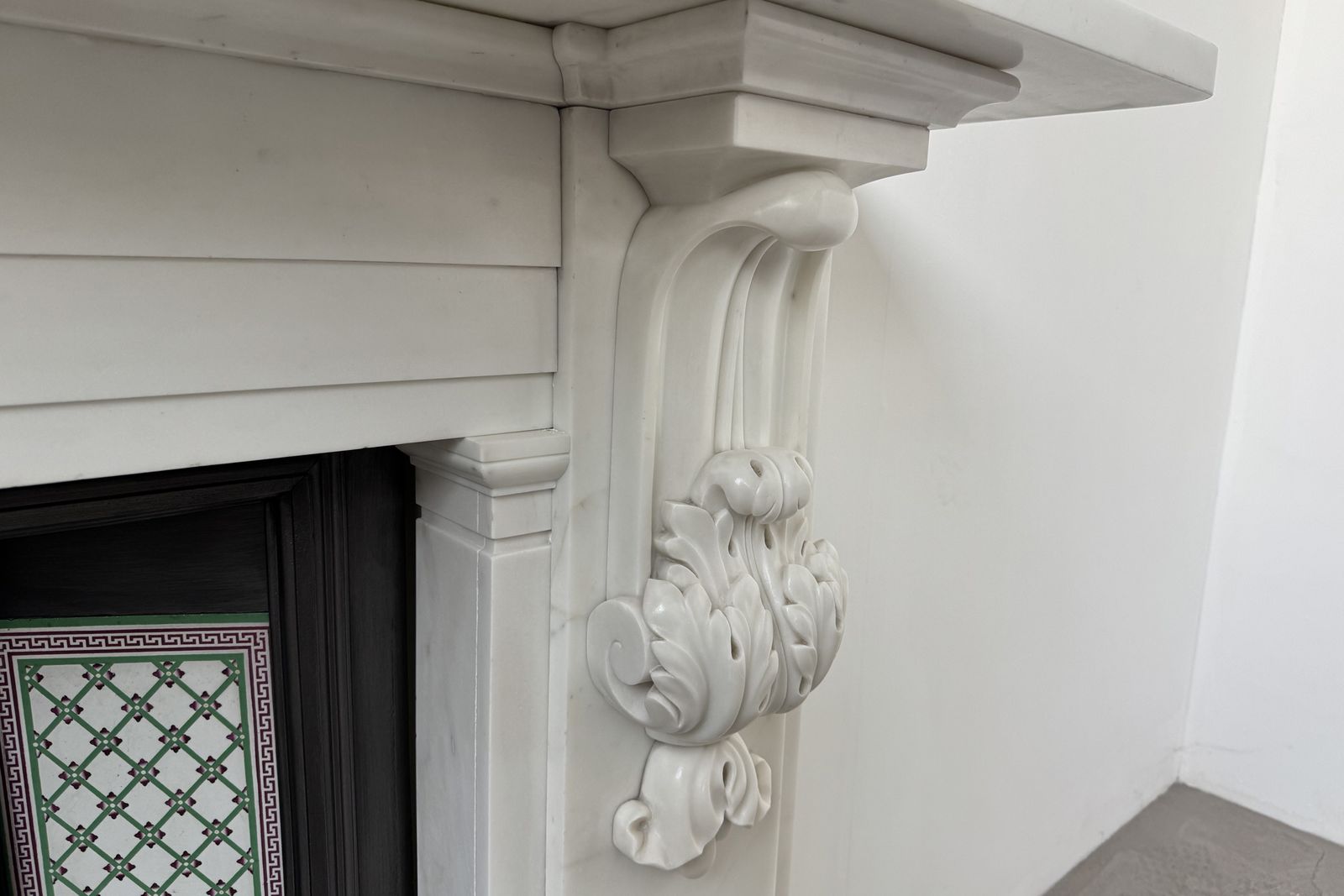 Substantial Antique William IV Carved Statuary White Marble Fireplace Surround photo vintage