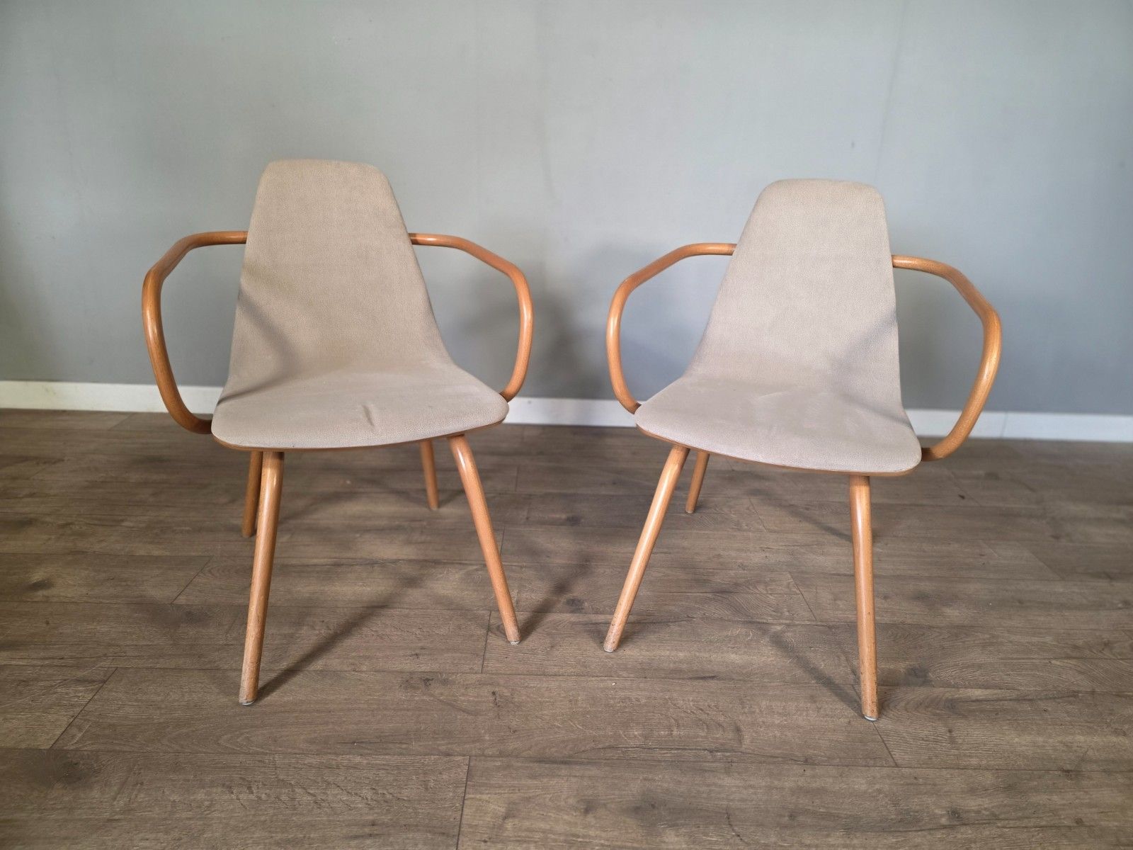 A Pair Of Ton Bentwood Armchairs