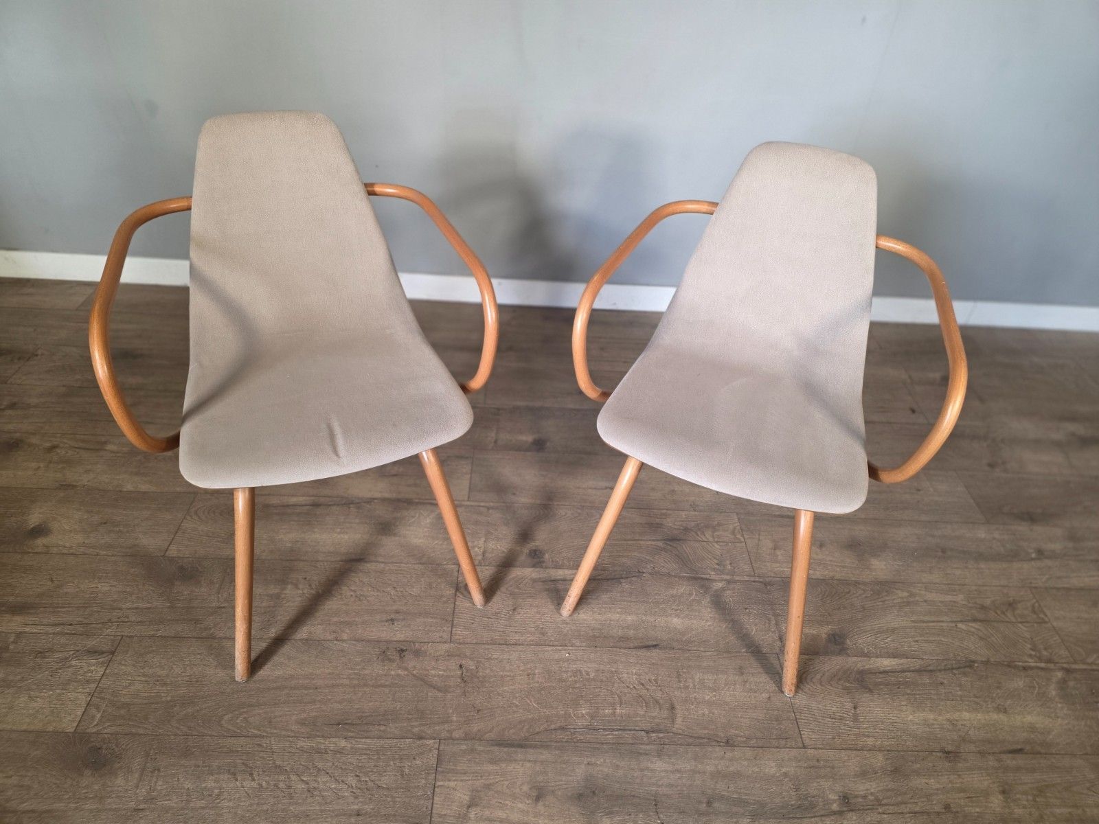 A Pair Of Ton Bentwood Armchairs photo for sale