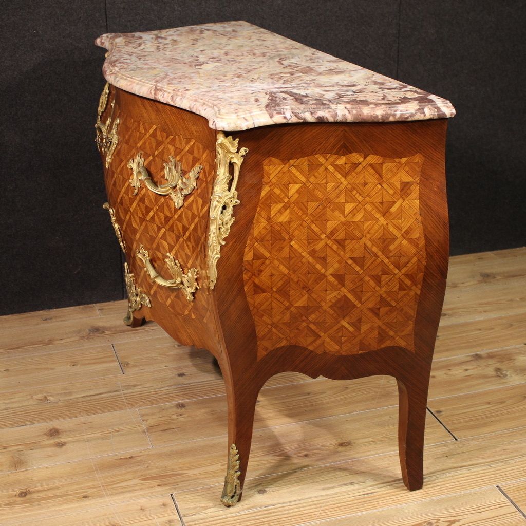 20th Century French Inlaid Dresser With Marble Top photo furniture
