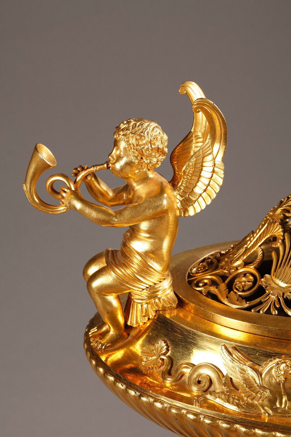 Empire Period Gilt Bronze And Marble Centerpiece/Incense Burner photo vintage
