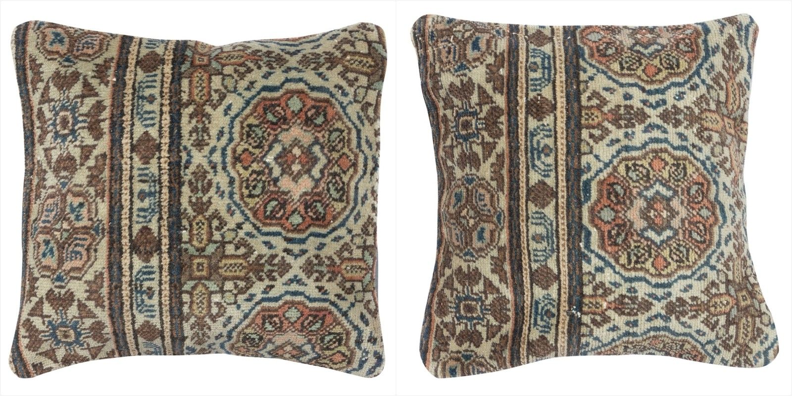 16"X16" Set Of 2 Vintage Cushion Covers. Turkish Square Throw Pillow Covers