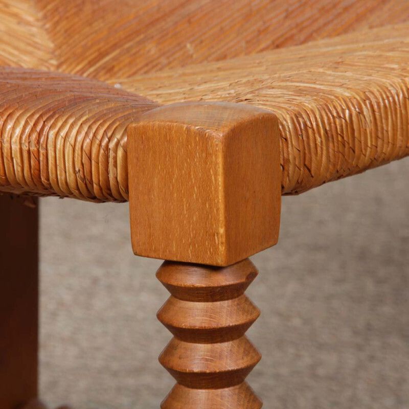 Pair Of Turned Wooden Straw Covered Corner Chairs, 1940 photo furniture