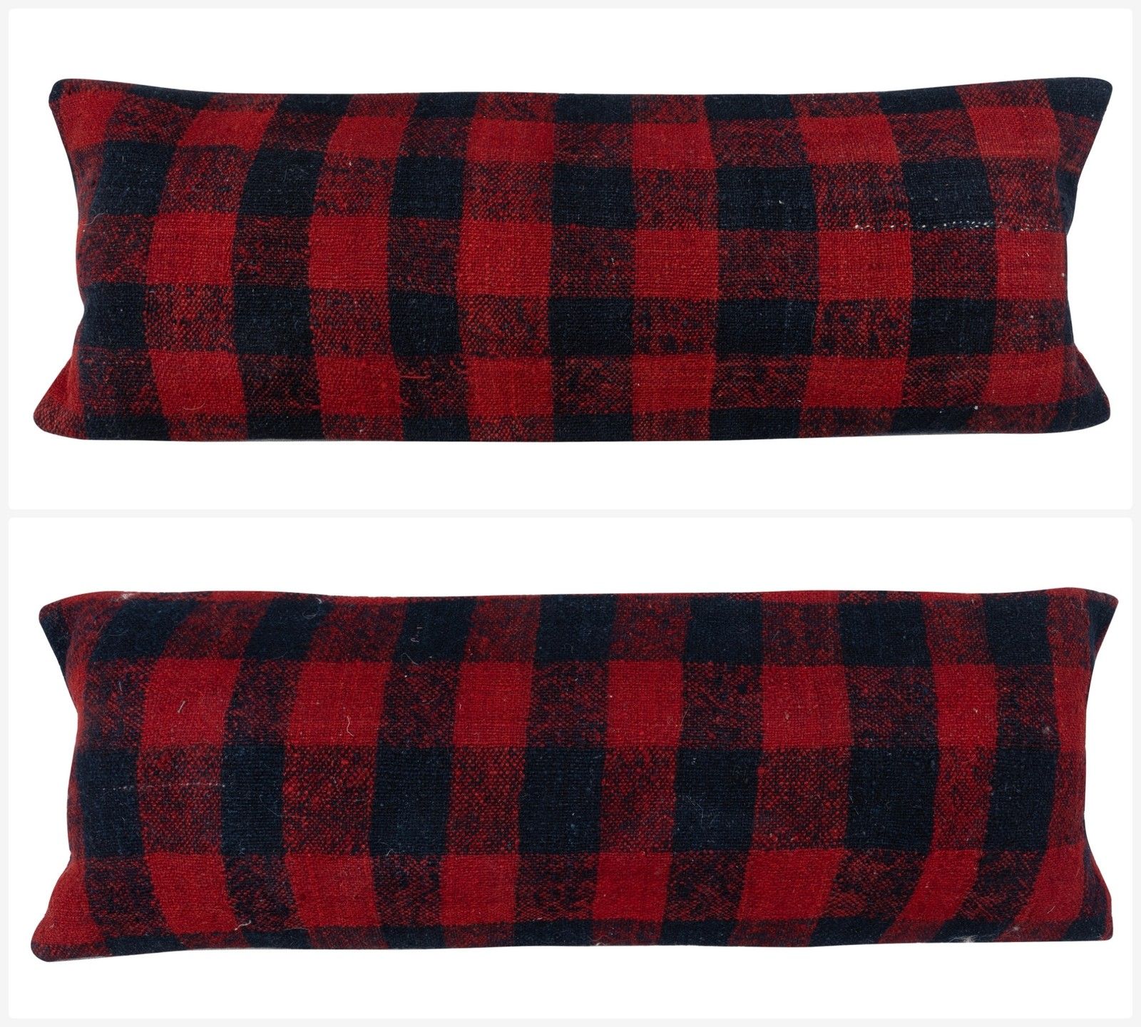 12"X35" Set Of 2 Hand Woven Kilim Cushion Covers. Vintage Lumbar Pillow Covers