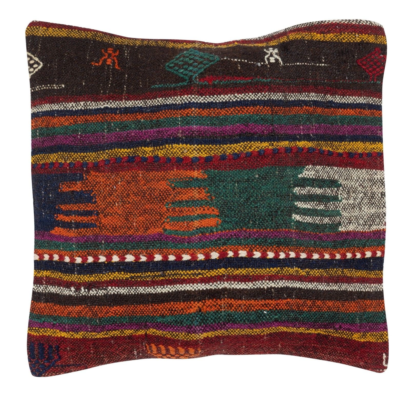 20"X20" Set Of 2 Hand Woven Kilim Cushion Covers. A Pair Of Lace Pillow Covers photo for sale
