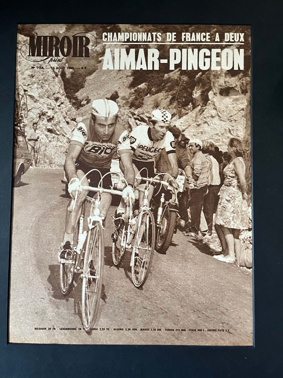 Vintage Cycling Print 1968 Roger Pingeon Lucien Aimar photo furniture