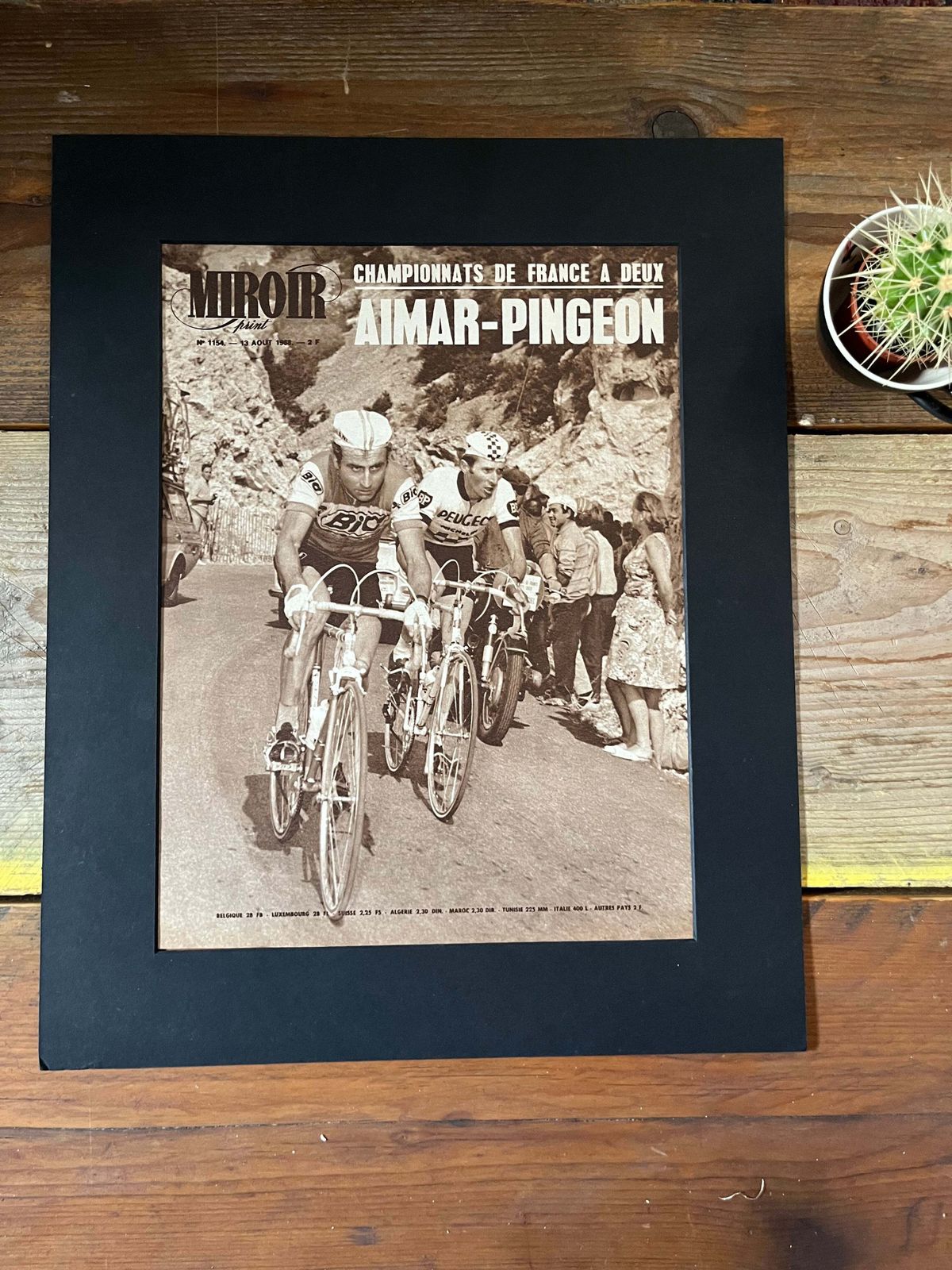 Vintage Cycling Print 1968 Roger Pingeon Lucien Aimar photo Art