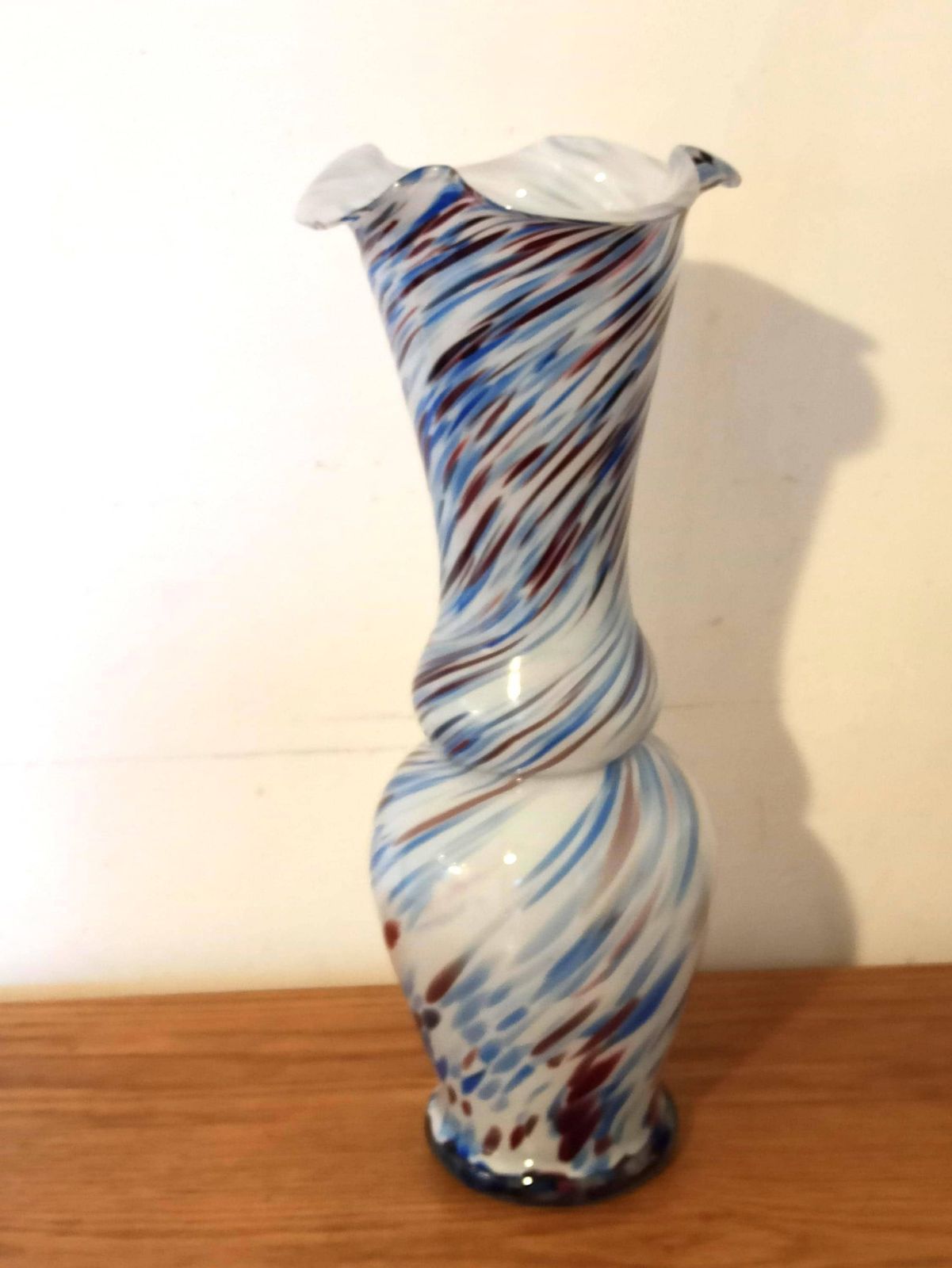 Caithness Glass Vase. Marble / Swirl Effect Pattern. Petal Style Top. Good Condition. Vintage. photo furniture