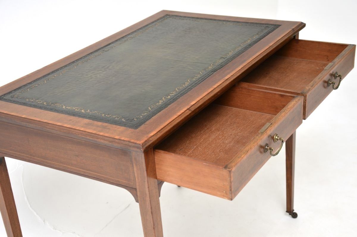 Antique Edwardian Inlaid Mahogany Desk / Writing Table photo vintage