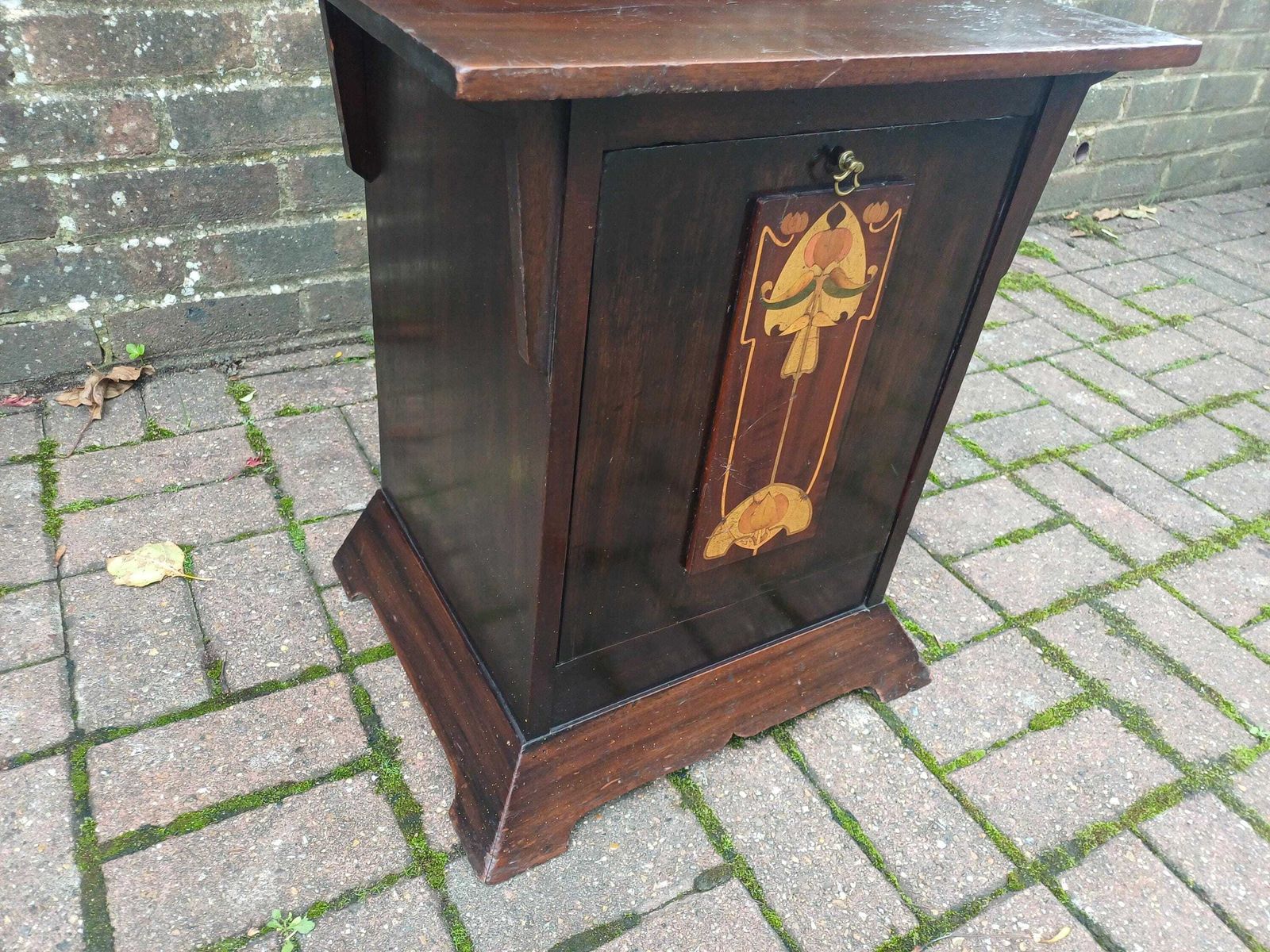 photo vinterior Top Quality Antique Arts & Crafts Mahogany Inlaid Coal Scuttle Vintage Mackintosh Style Art Nouveau C1900