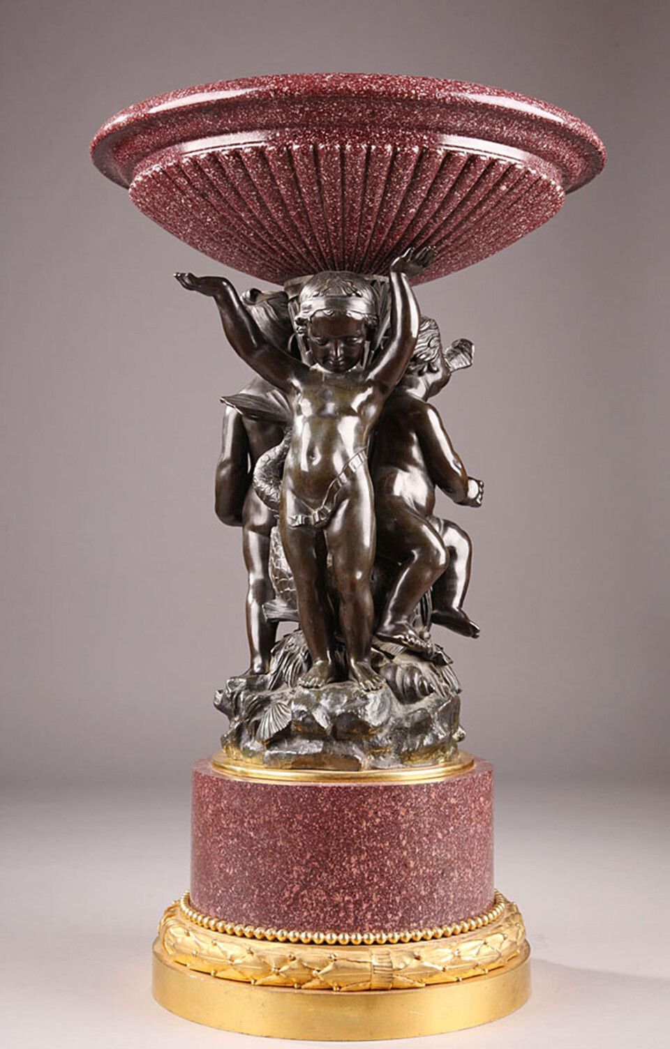 Egyptian Porphyry And Bronze Cup With Cherubs photo for sale