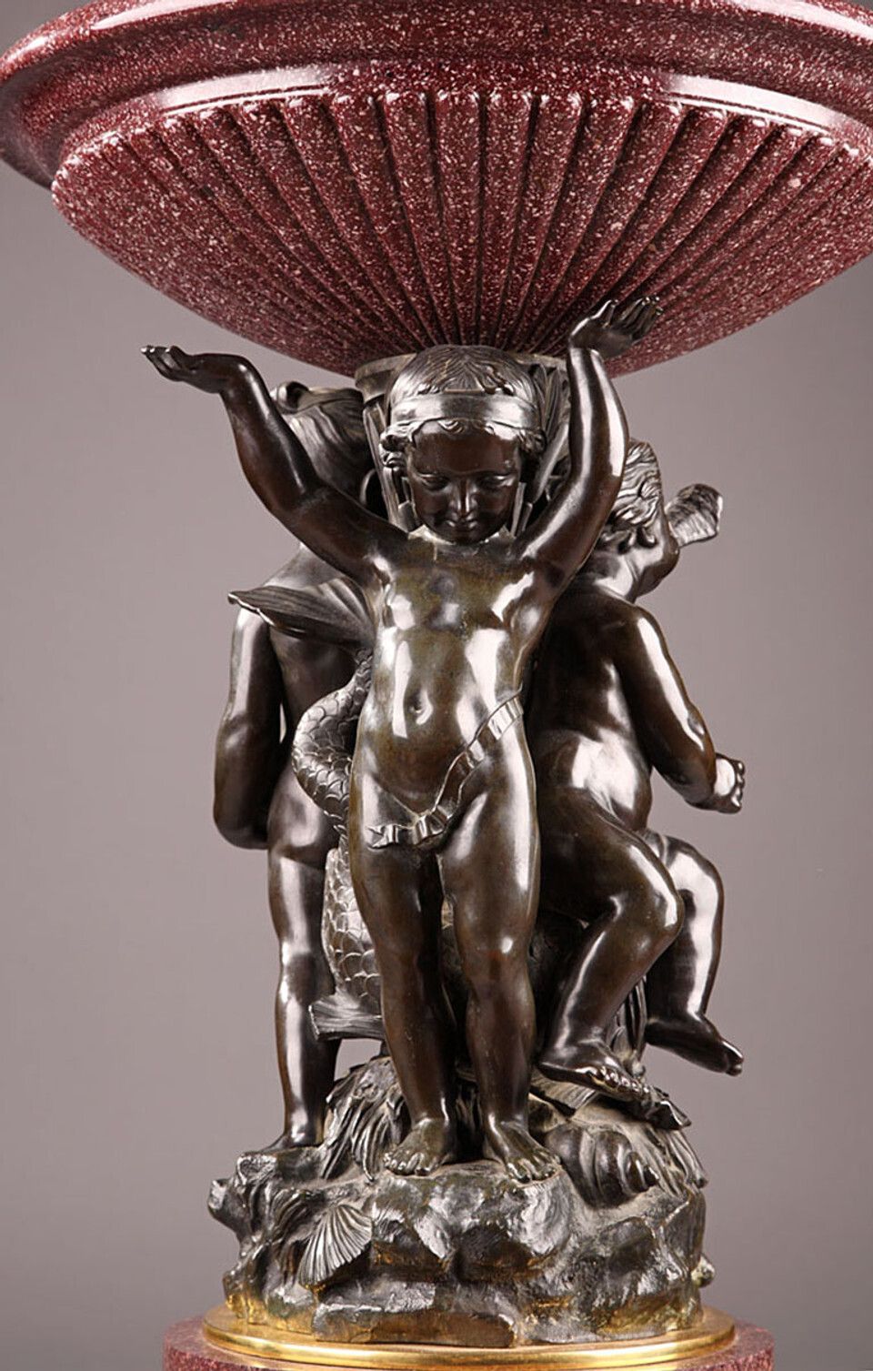 Egyptian Porphyry And Bronze Cup With Cherubs photo vinterior