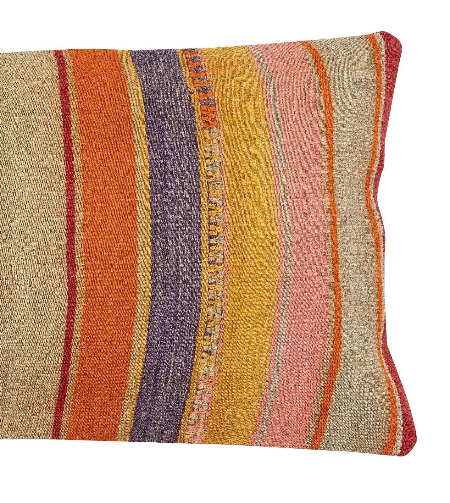 14"X28" Vintage Kilim Lumbar Pillow Cover. Hand Woven Turkish Cushion Covers photo for sale