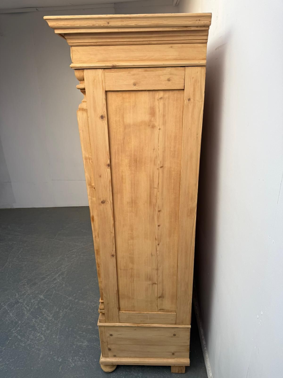 Furniture A Carved Arts & Crafts Pine Knockdown Wardrobe To Wax/Paint photo
