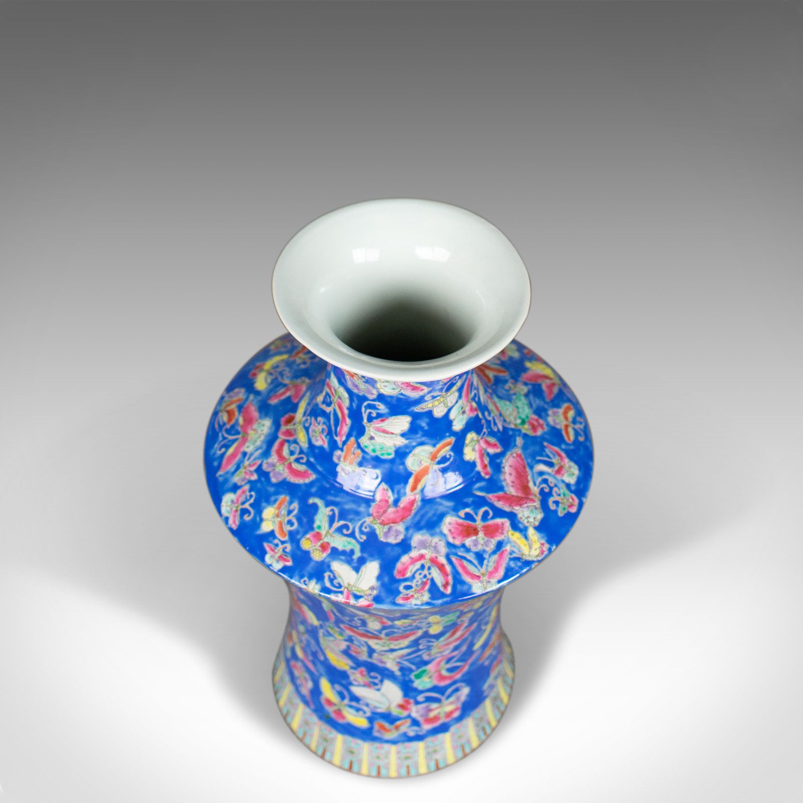 Oriental Flower Vase, Decorative, Ceramic, Butterflies, 20th Century photo furniture