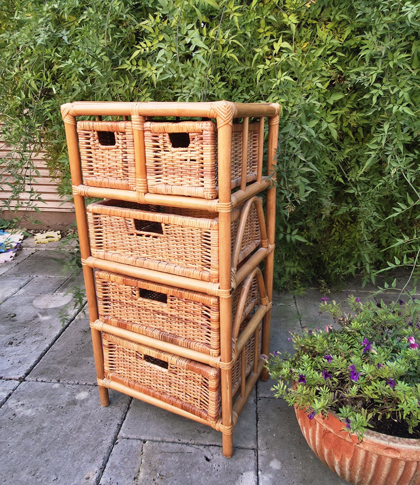 1970's/1980's Bamboo & Wicker Storage Chest Of Drawers photo Furniture