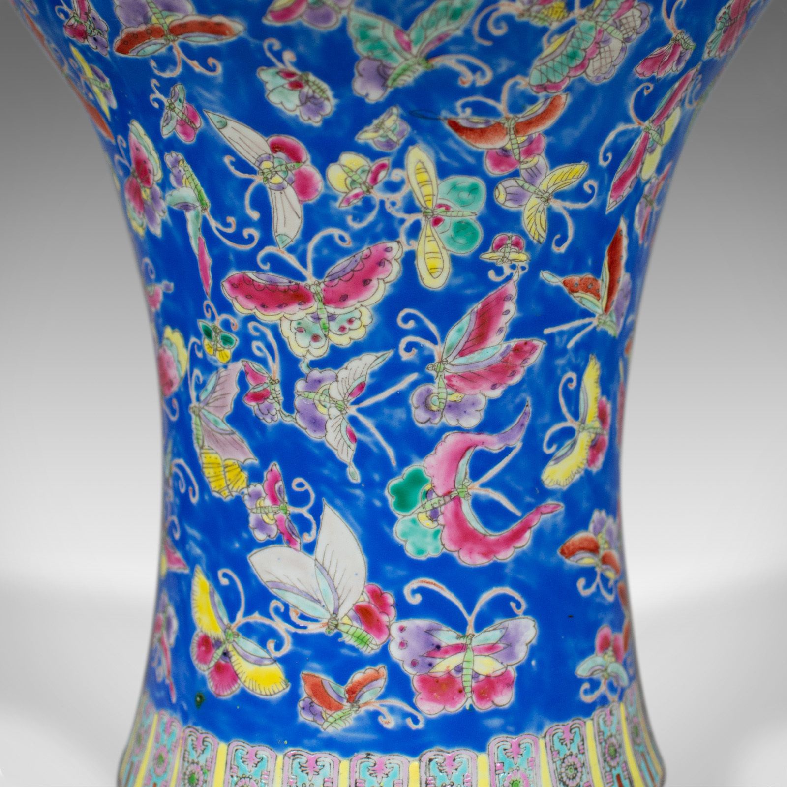 Oriental Flower Vase, Decorative, Ceramic, Butterflies, 20th Century photo 775.0